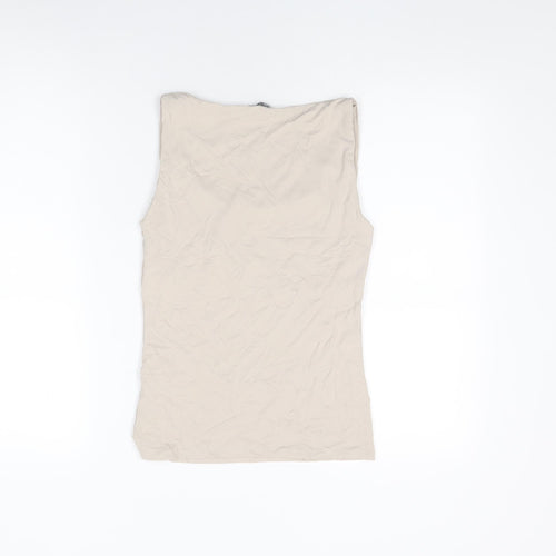 Zara Womens Beige Polyamide Basic Tank Size M Scoop Neck