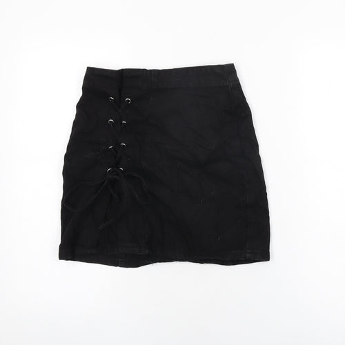 Denim Co Womens Black Cotton Mini Skirt Size 4 Zip