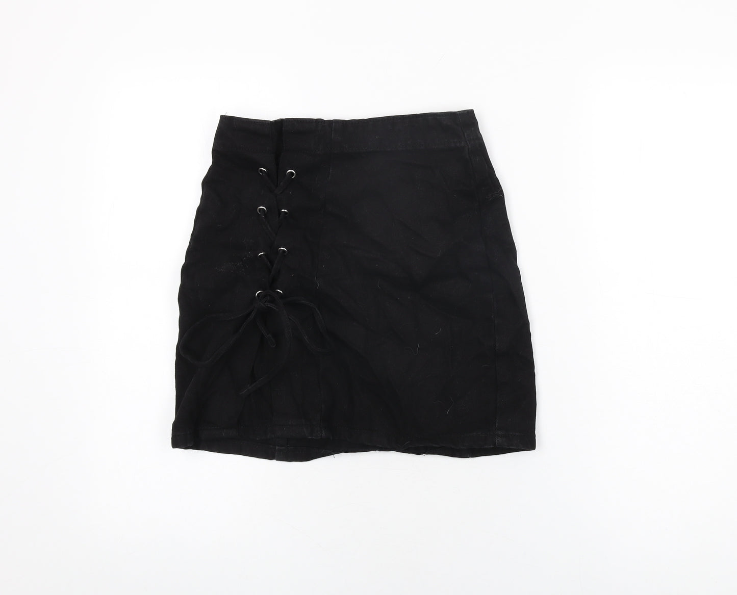 Denim Co Womens Black Cotton Mini Skirt Size 4 Zip