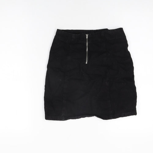 Denim Co Womens Black Cotton Mini Skirt Size 4 Zip