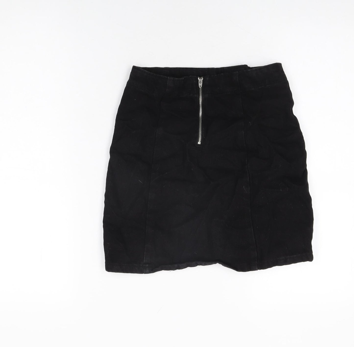 Denim Co Womens Black Cotton Mini Skirt Size 4 Zip