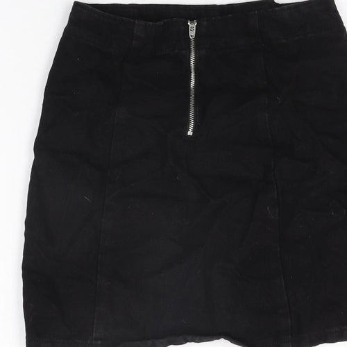 Denim Co Womens Black Cotton Mini Skirt Size 4 Zip