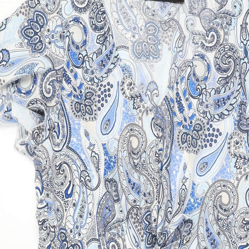 Amy & Clo in Vogue Womens White Paisley Polyester A-Line Size S V-Neck Button - Size S/M