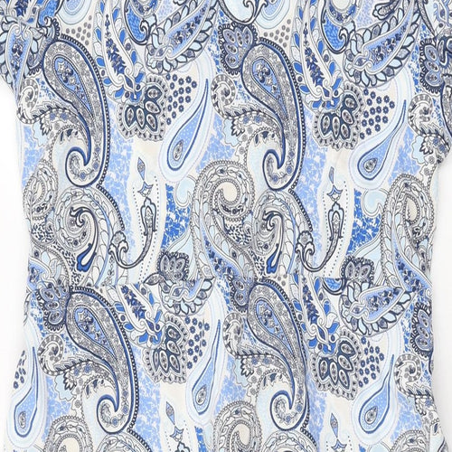 Amy & Clo in Vogue Womens White Paisley Polyester A-Line Size S V-Neck Button - Size S/M