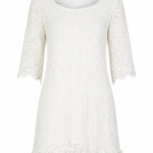 Izabel London Womens White Floral Polyester Mini Size 8 Round Neck Lace Up