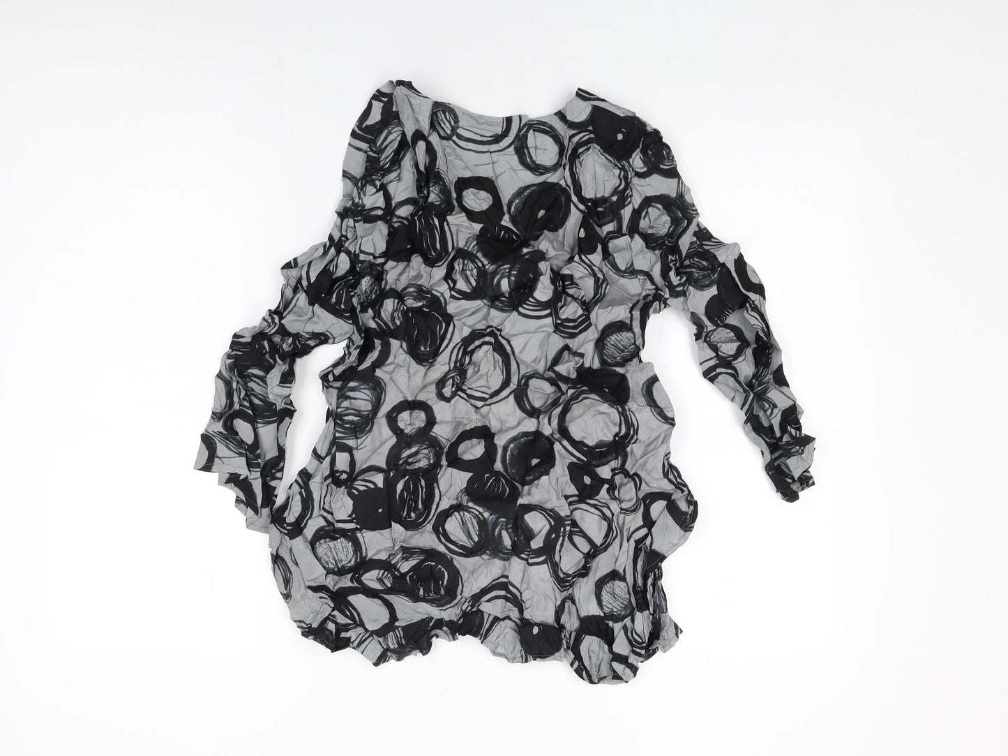 Masai Womens Grey Geometric Viscose Basic T-Shirt Size XS Round Neck