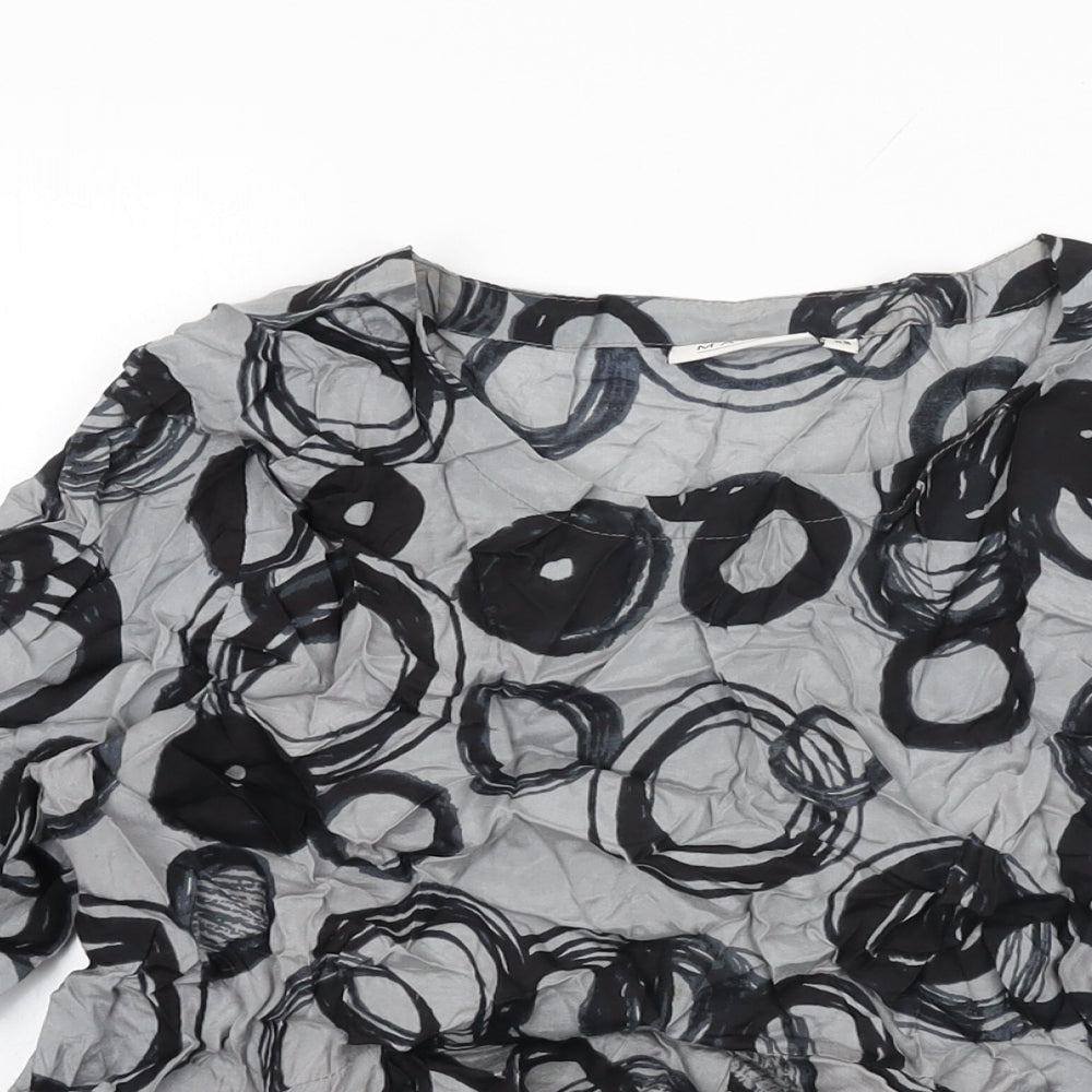 Masai Womens Grey Geometric Viscose Basic T-Shirt Size XS Round Neck