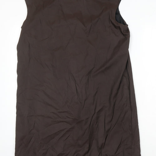 Feathers Womens Brown Houndstooth Polyester Shift Size L Scoop Neck