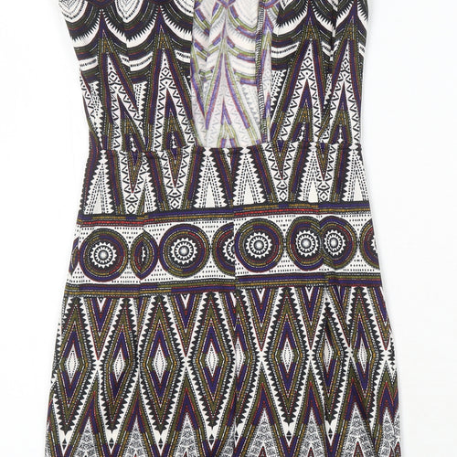 H&M Womens Multicoloured Geometric Polyester Bodycon Size XS Round Neck