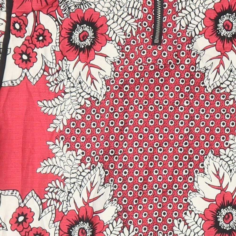 Warehouse Womens Ivory Floral Chlorofibre Shift Size 12 Boat Neck