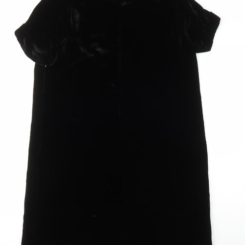 John Lewis Womens Black Viscose Shift Size 16 Round Neck