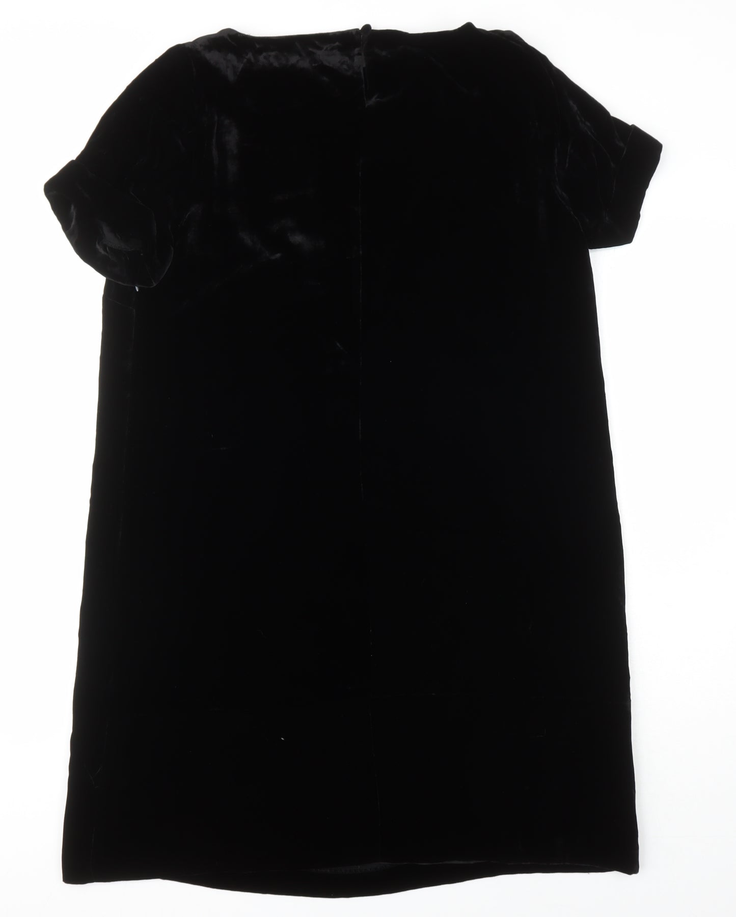 John Lewis Womens Black Viscose Shift Size 16 Round Neck