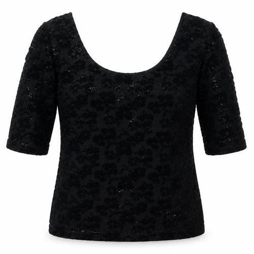 Pure Good Womens Black Nylon Tunic Blouse Size M Boat Neck