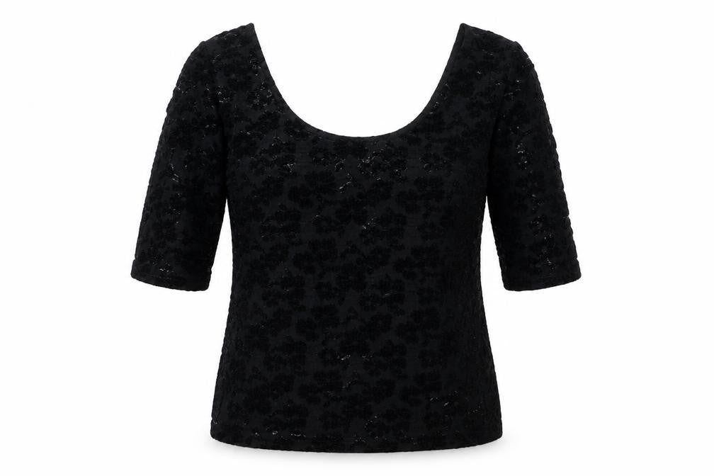 Pure Good Womens Black Nylon Tunic Blouse Size M Boat Neck
