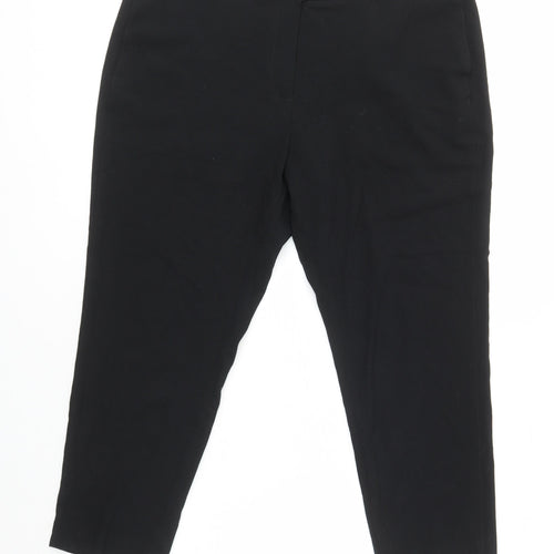 M&S Womens Black Polyester Cropped Trousers Size 18 L23 in Regular