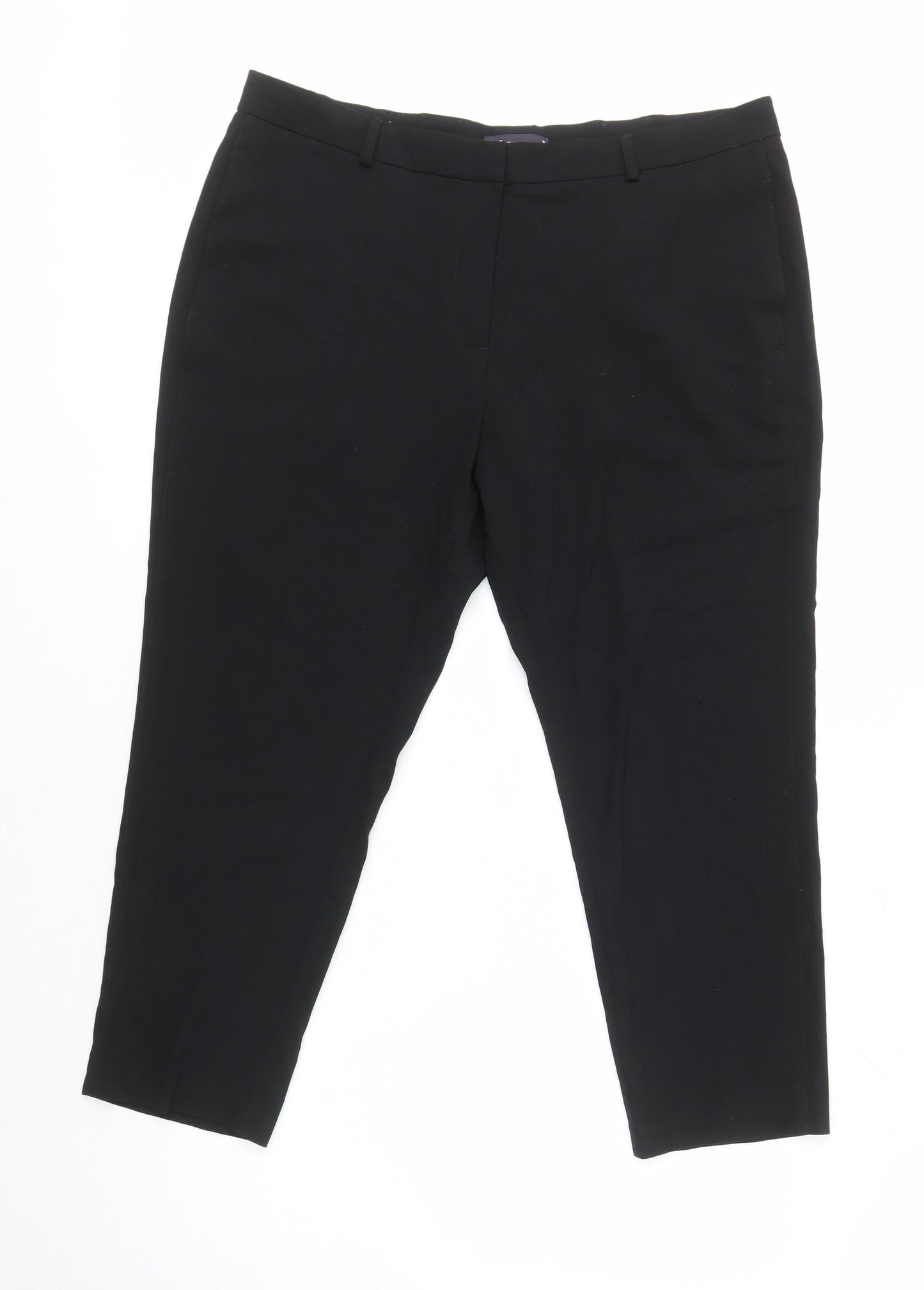 M&S Womens Black Polyester Cropped Trousers Size 18 L23 in Regular