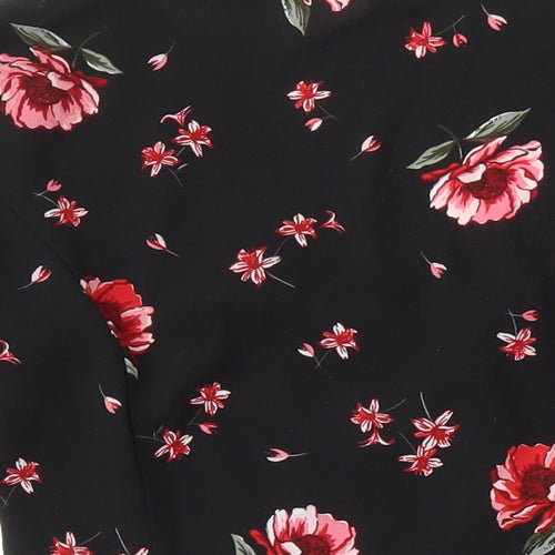 H&M Womens Multicoloured Floral Polyester A-Line Size 8 V-Neck