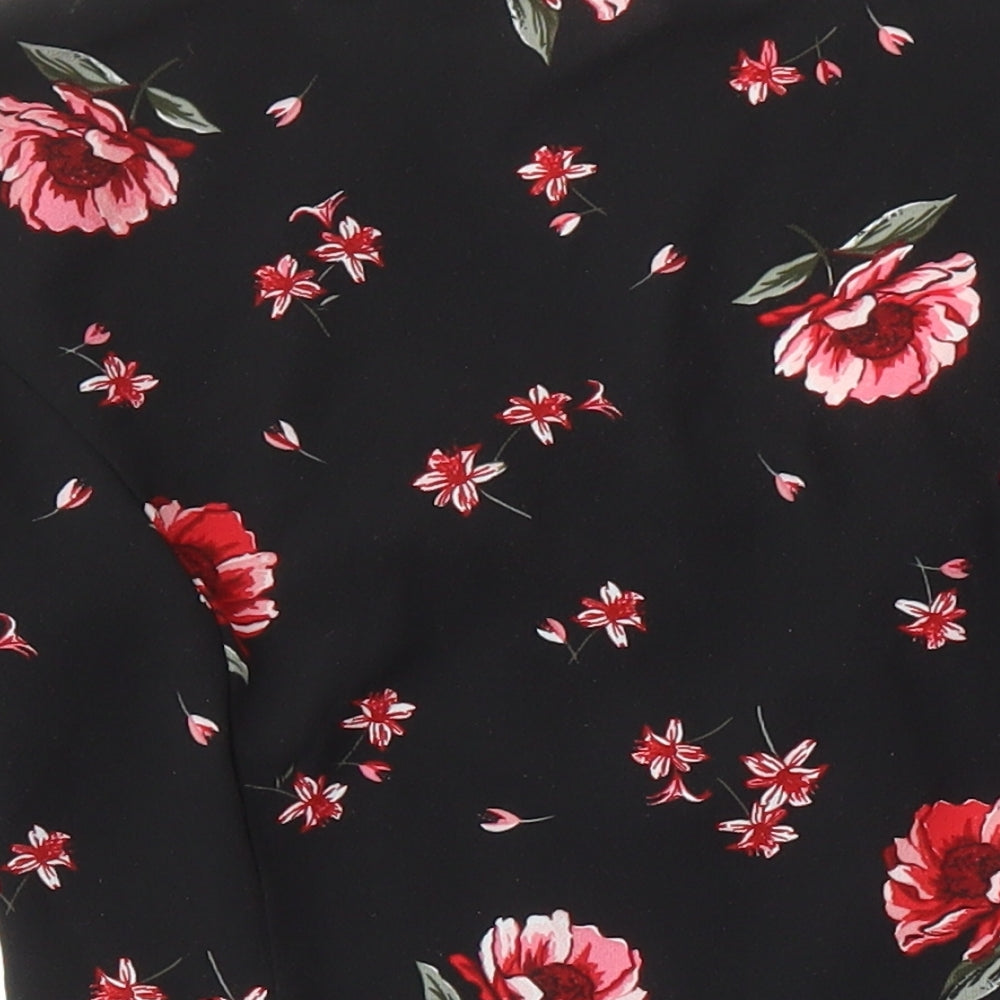 H&M Womens Multicoloured Floral Polyester A-Line Size 8 V-Neck