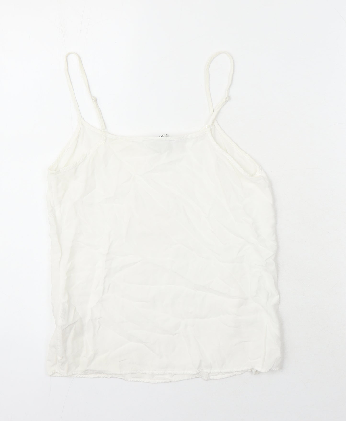 VERO MODA Womens White Herringbone Viscose Basic T-Shirt Size XS Boat Neck