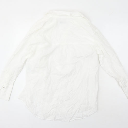 Mint Velvet Womens White 100% Cotton Basic Blouse Size S Collared