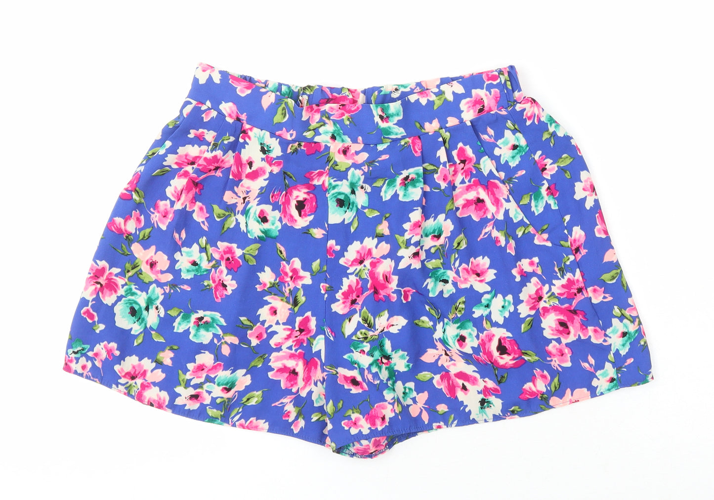 New Look Womens Multicoloured Floral Polyester Basic Shorts Size 10 Regular - Elasticated waist