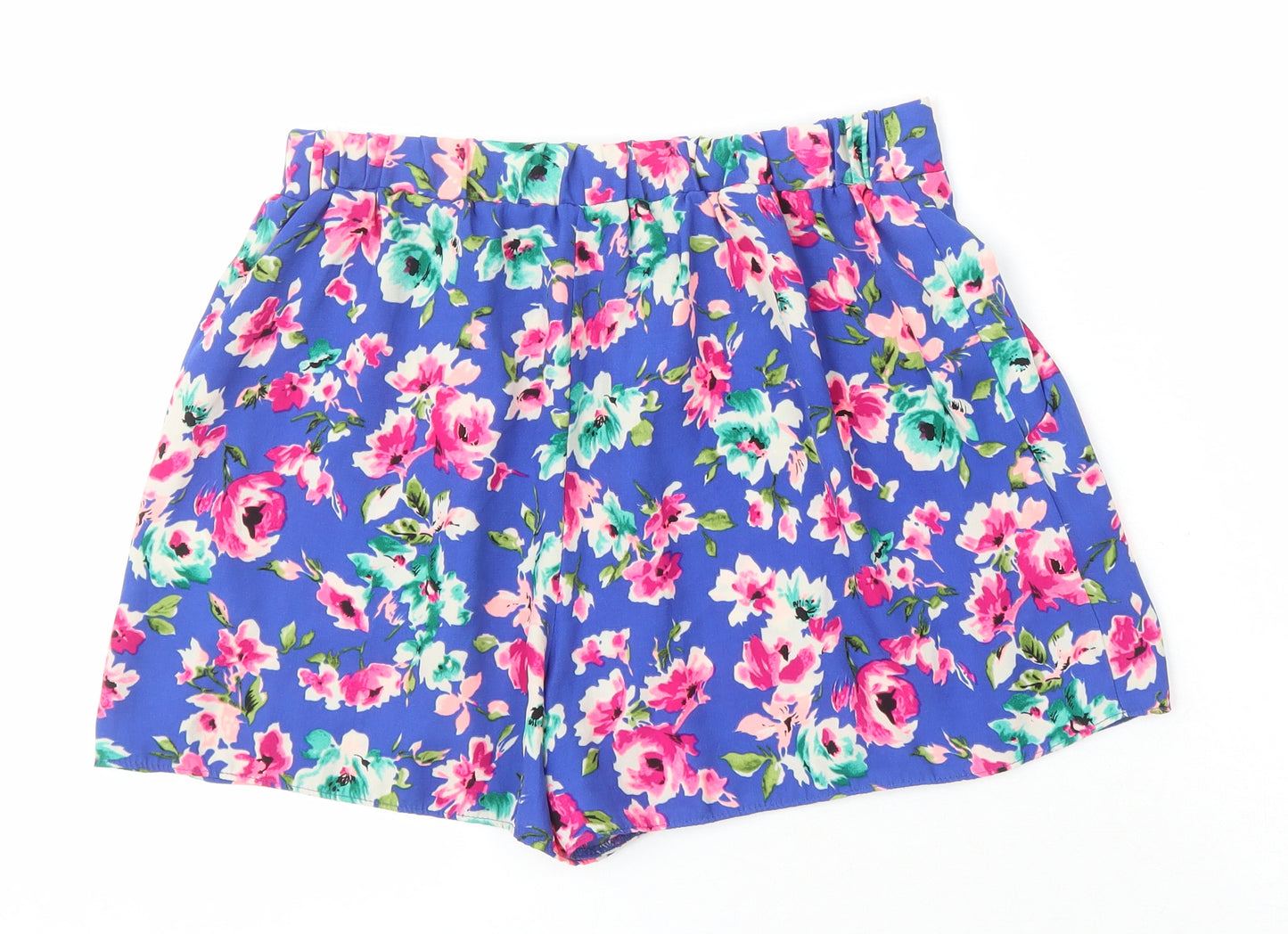 New Look Womens Multicoloured Floral Polyester Basic Shorts Size 10 Regular - Elasticated waist