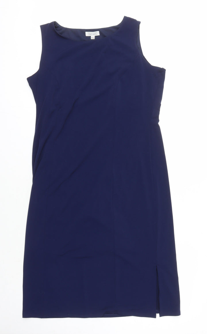 Nightingales Womens Blue Polyester Shift Size 18 Boat Neck
