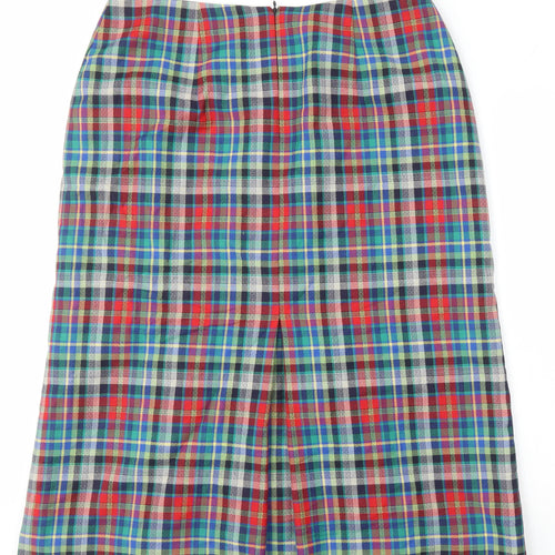 Seda Modell Womens Ivory Check Polyester A-Line Skirt Size 46 in Zip