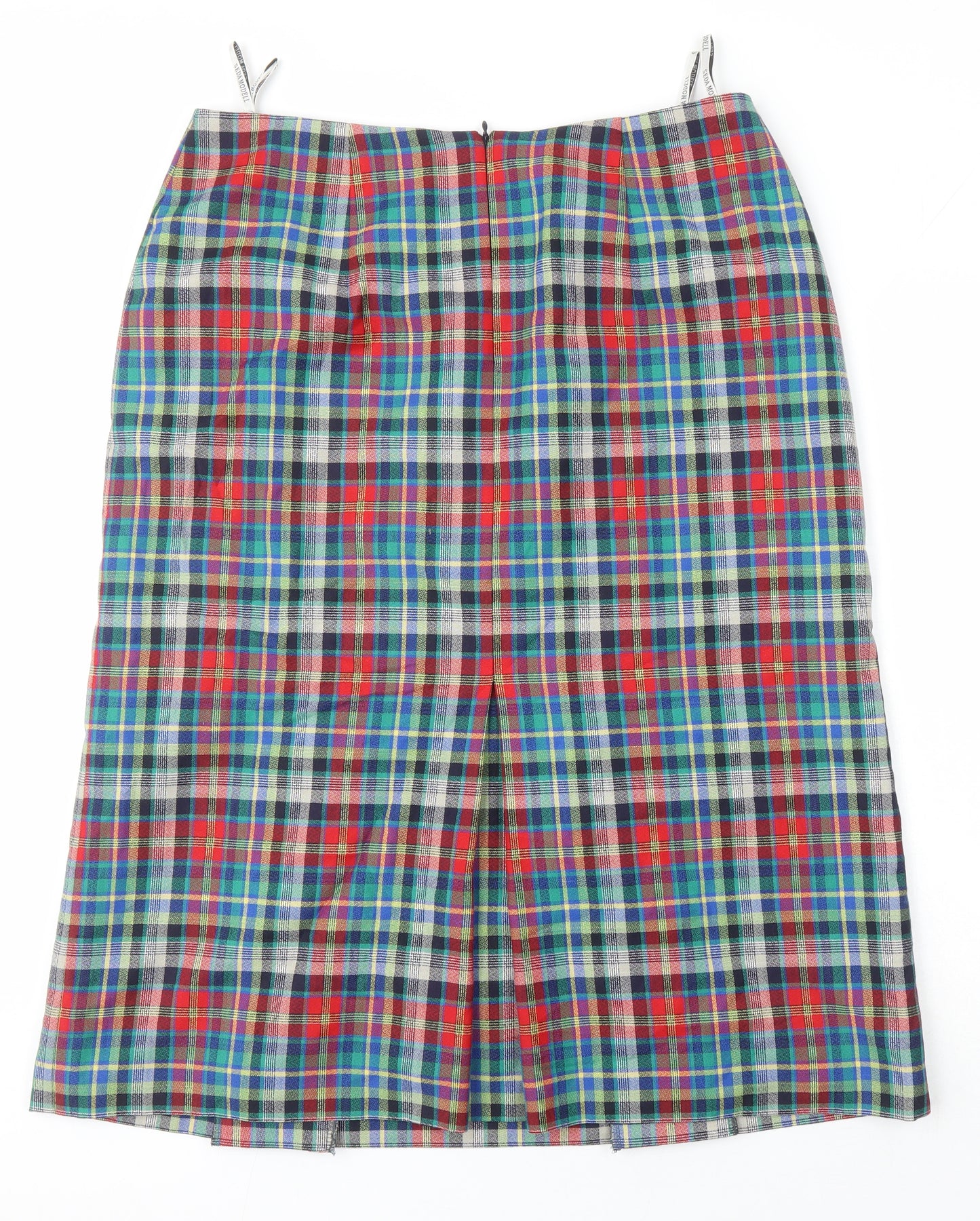 Seda Modell Womens Ivory Check Polyester A-Line Skirt Size 46 in Zip