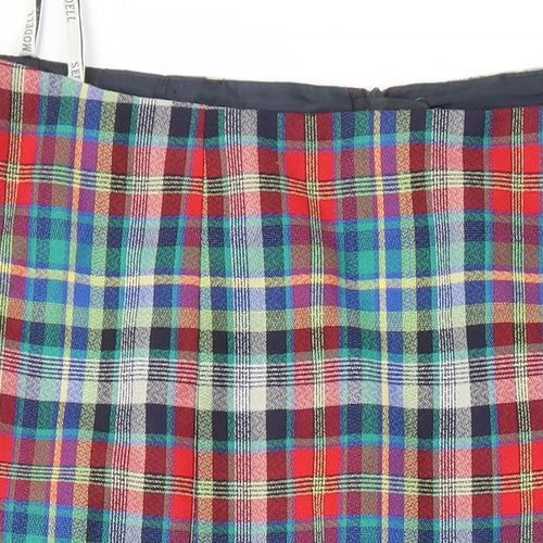 Seda Modell Womens Ivory Check Polyester A-Line Skirt Size 46 in Zip