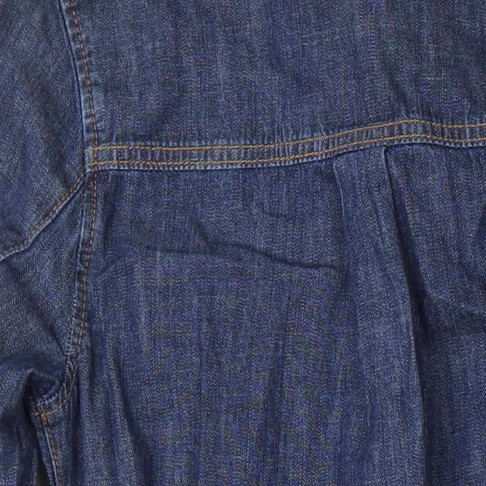 New Look Womens Blue 100% Cotton Shirt Dress Size 6 Collared