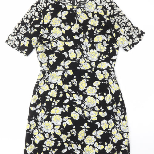 Oasis Womens Multicoloured Floral Polyester Skater Dress Size 10 Round Neck
