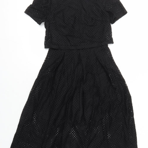 Miss Selfridge Womens Black Cotton A-Line Size 8 Round Neck Zip