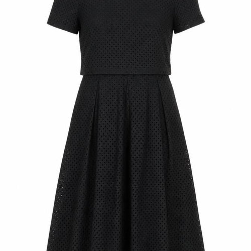 Miss Selfridge Womens Black Cotton A-Line Size 8 Round Neck Zip
