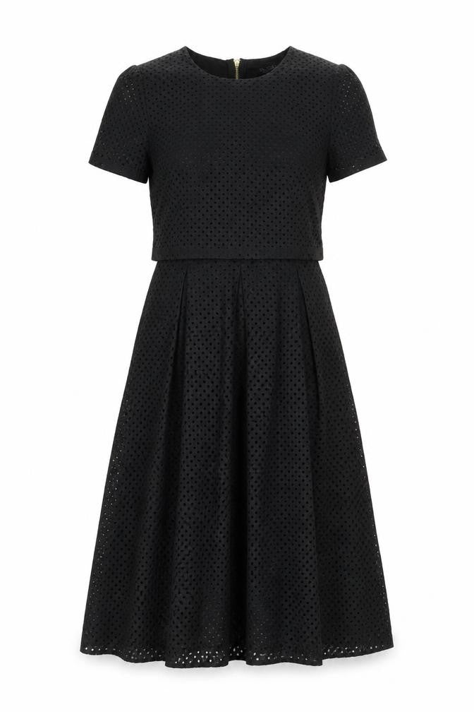 Miss Selfridge Womens Black Cotton A-Line Size 8 Round Neck Zip