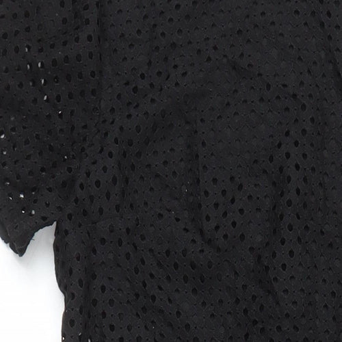 Miss Selfridge Womens Black Cotton A-Line Size 8 Round Neck Zip