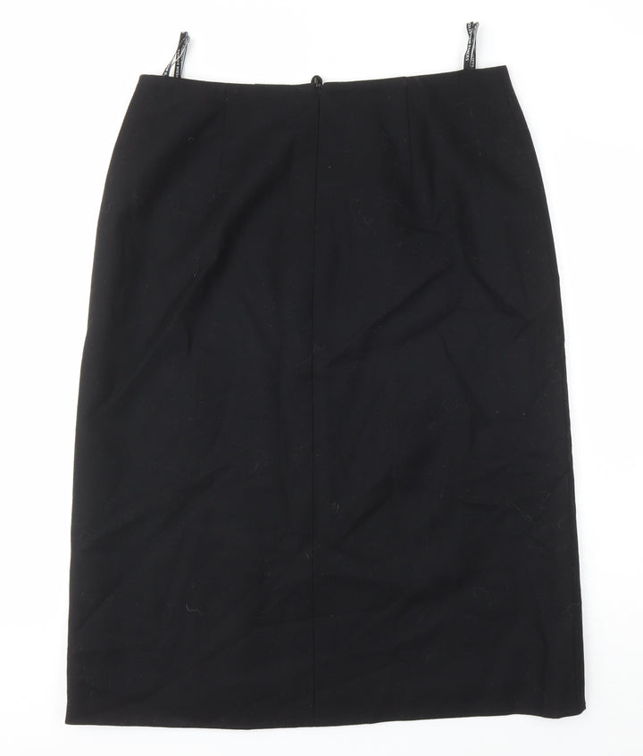 Seda Modell Womens Black Viscose A-Line Skirt Size 46 in Zip