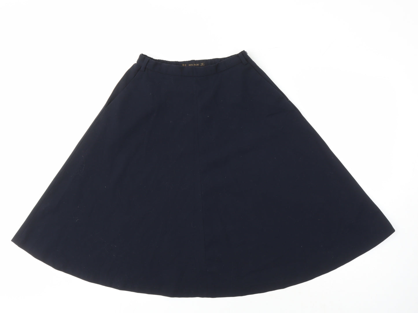 Zara Womens Blue Polyester A-Line Skirt Size XS Zip