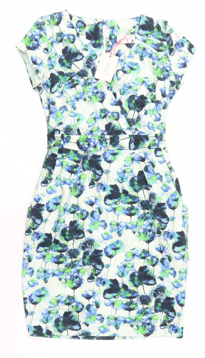 AlMari Womens Multicoloured Floral Chlorofibre Pencil Dress Size 10 Sweetheart