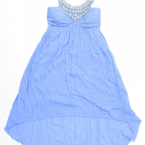 Forever New Womens Blue Viscose A-Line Size 6 Scoop Neck - Beaded detail