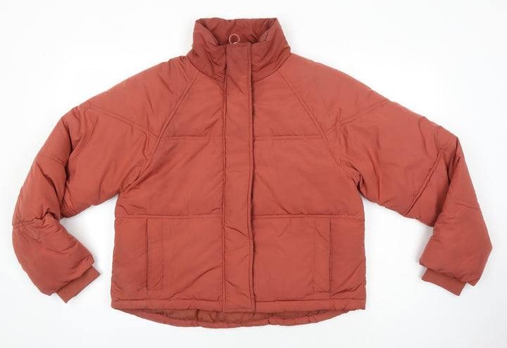 Topshop Womens Brown Herringbone Puffer Jacket Jacket Size 10