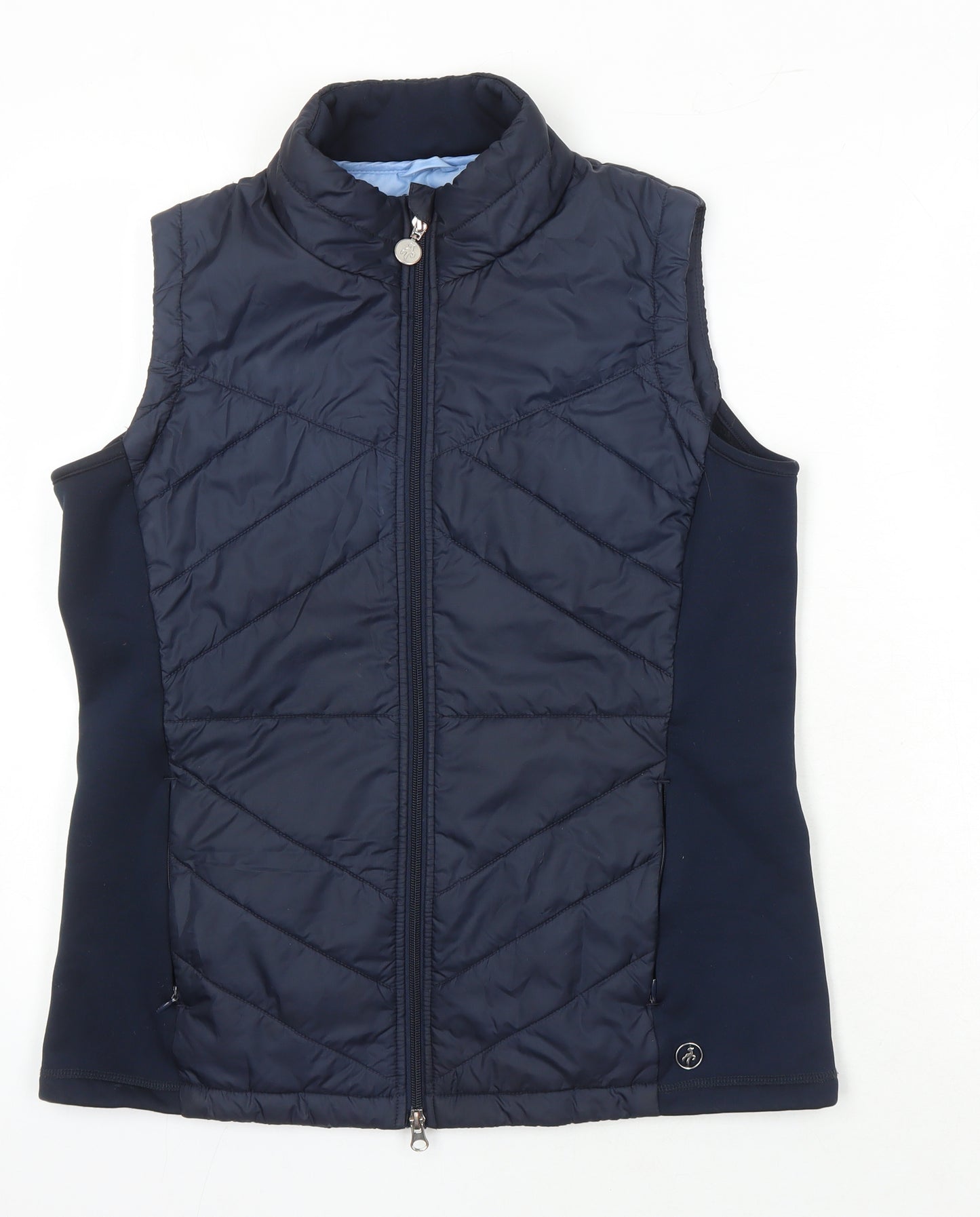 Green Lamb Womens Blue Herringbone Gilet Waistcoat Size 14