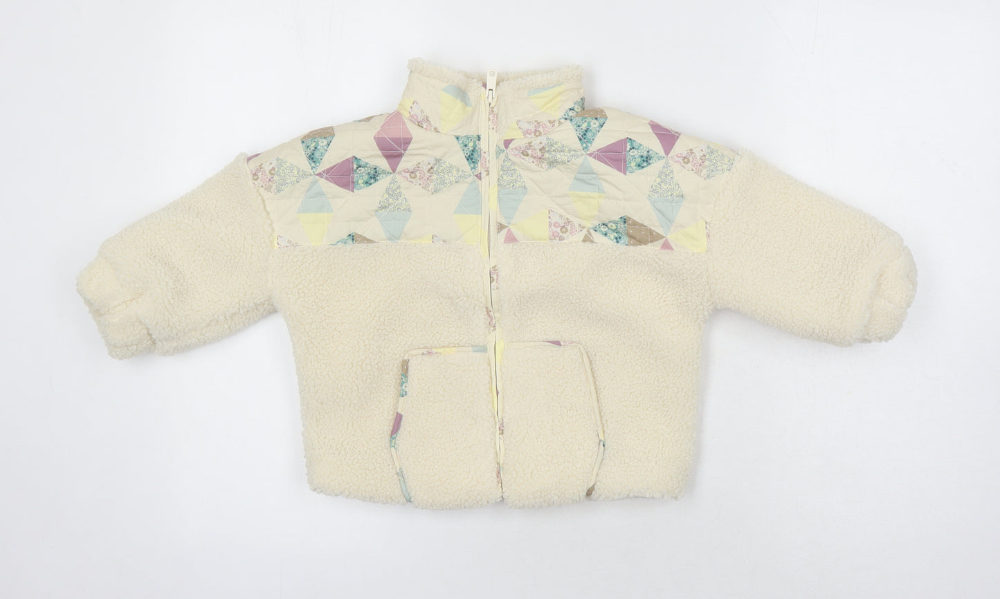 M&S Girls Ivory Geometric Jacket Size 2-3 Years