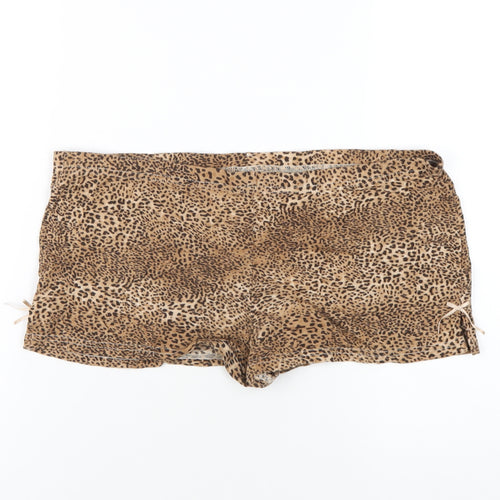 NEXT Womens Brown Animal Print Cotton Hot Pants Shorts Size 10 Regular Pull On