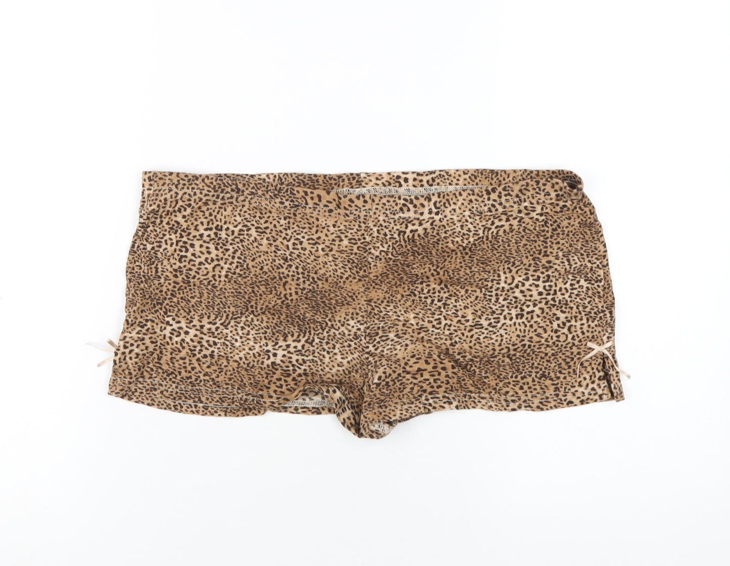 NEXT Womens Brown Animal Print Cotton Hot Pants Shorts Size 10 Regular Pull On