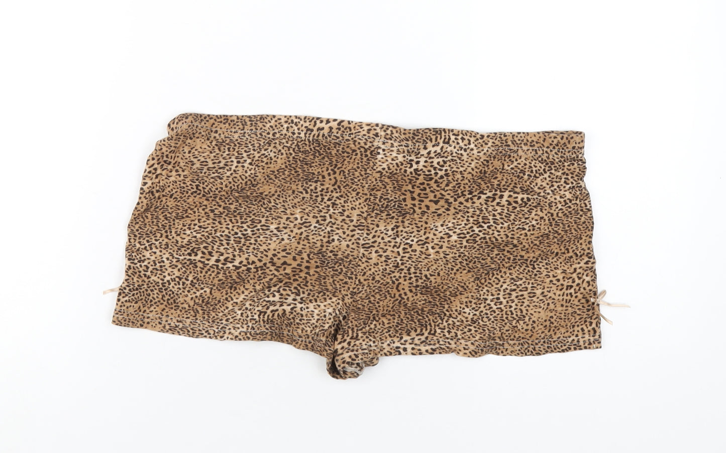 NEXT Womens Brown Animal Print Cotton Hot Pants Shorts Size 10 Regular Pull On