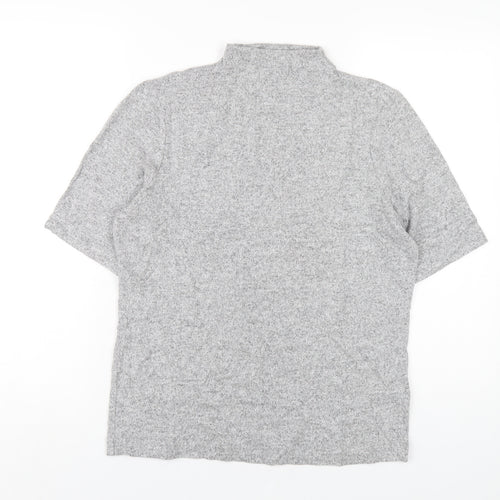 Marks and Spencer Womens Grey Viscose Basic T-Shirt Size 14 Mock Neck
