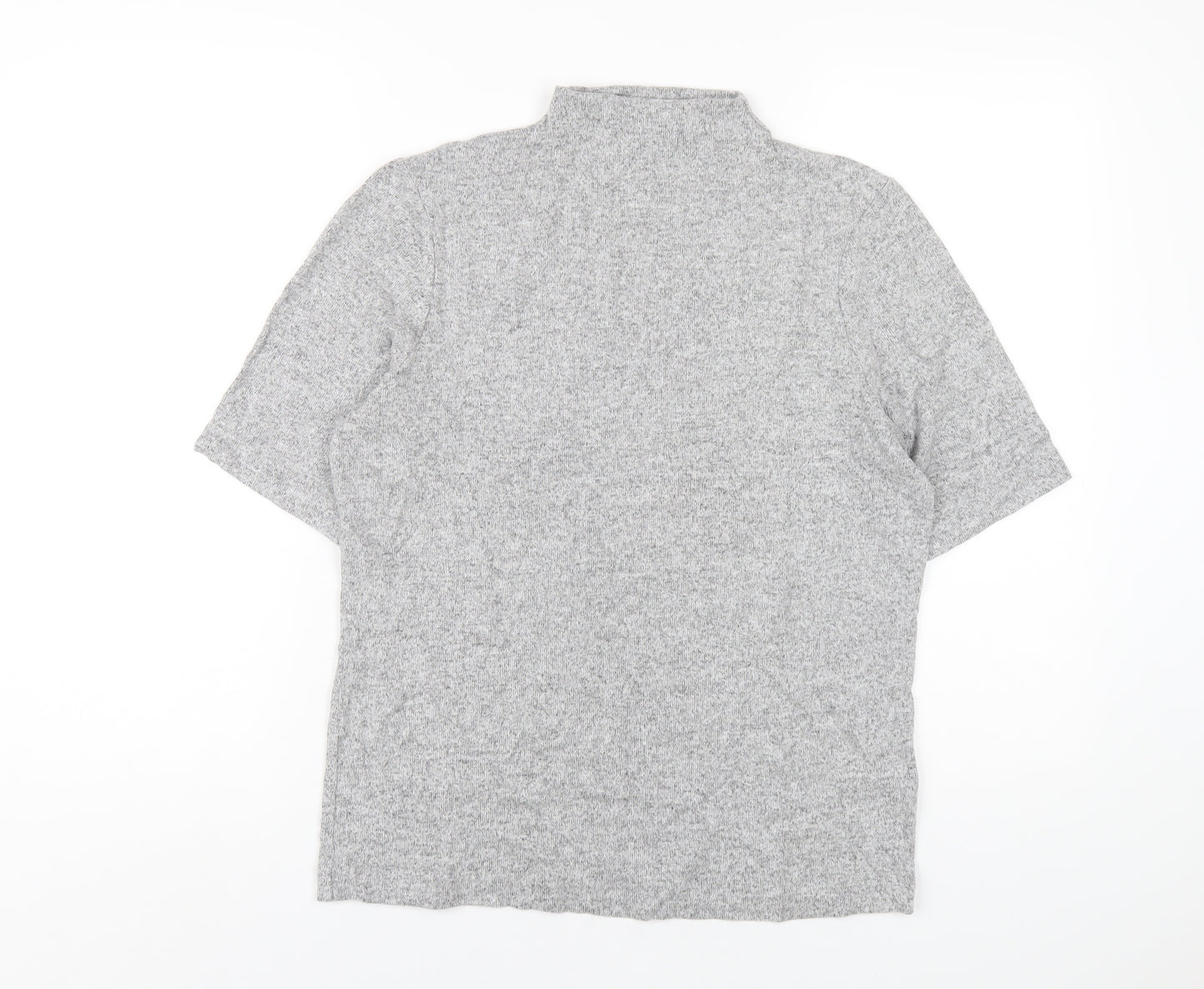 Marks and Spencer Womens Grey Viscose Basic T-Shirt Size 14 Mock Neck
