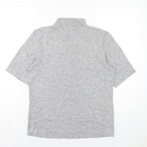 Marks and Spencer Womens Grey Viscose Basic T-Shirt Size 14 Mock Neck
