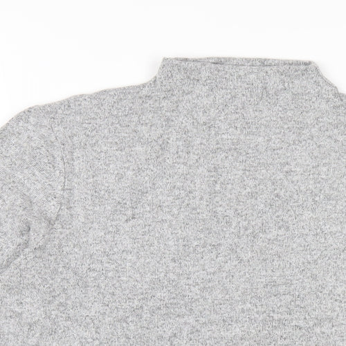 Marks and Spencer Womens Grey Viscose Basic T-Shirt Size 14 Mock Neck